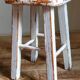 Workshop stool in vintage patinated solid wood