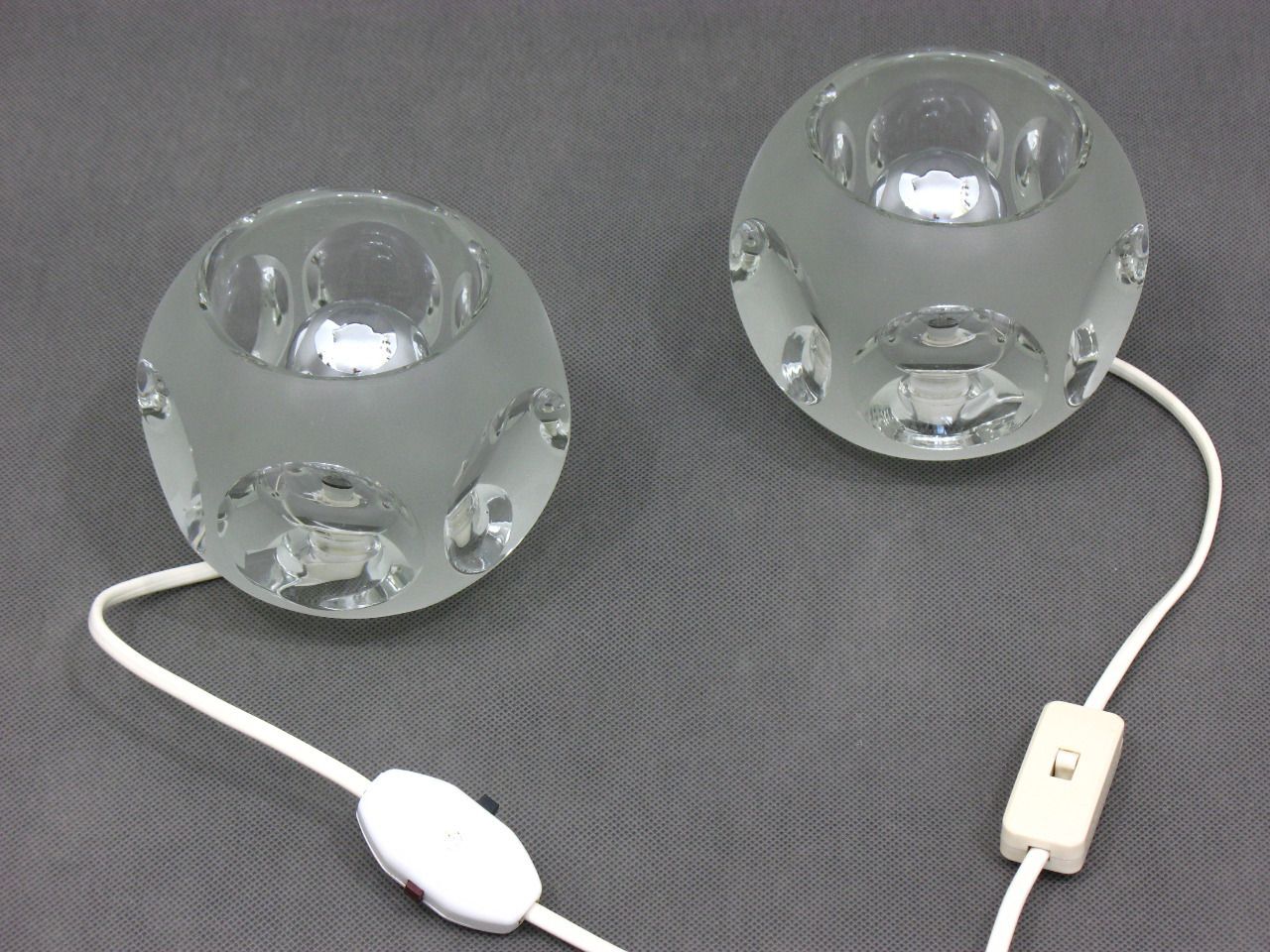 Lampes de table en verre de Peill et Putzler, années 1970, Ensemble de 2