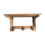 Wood shelf and metal hooks