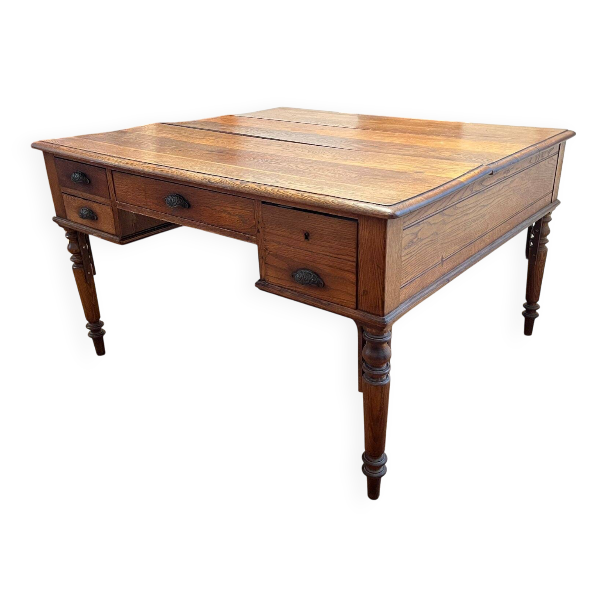 Double-sided oak desk – 19th century – Clichy Carpentry