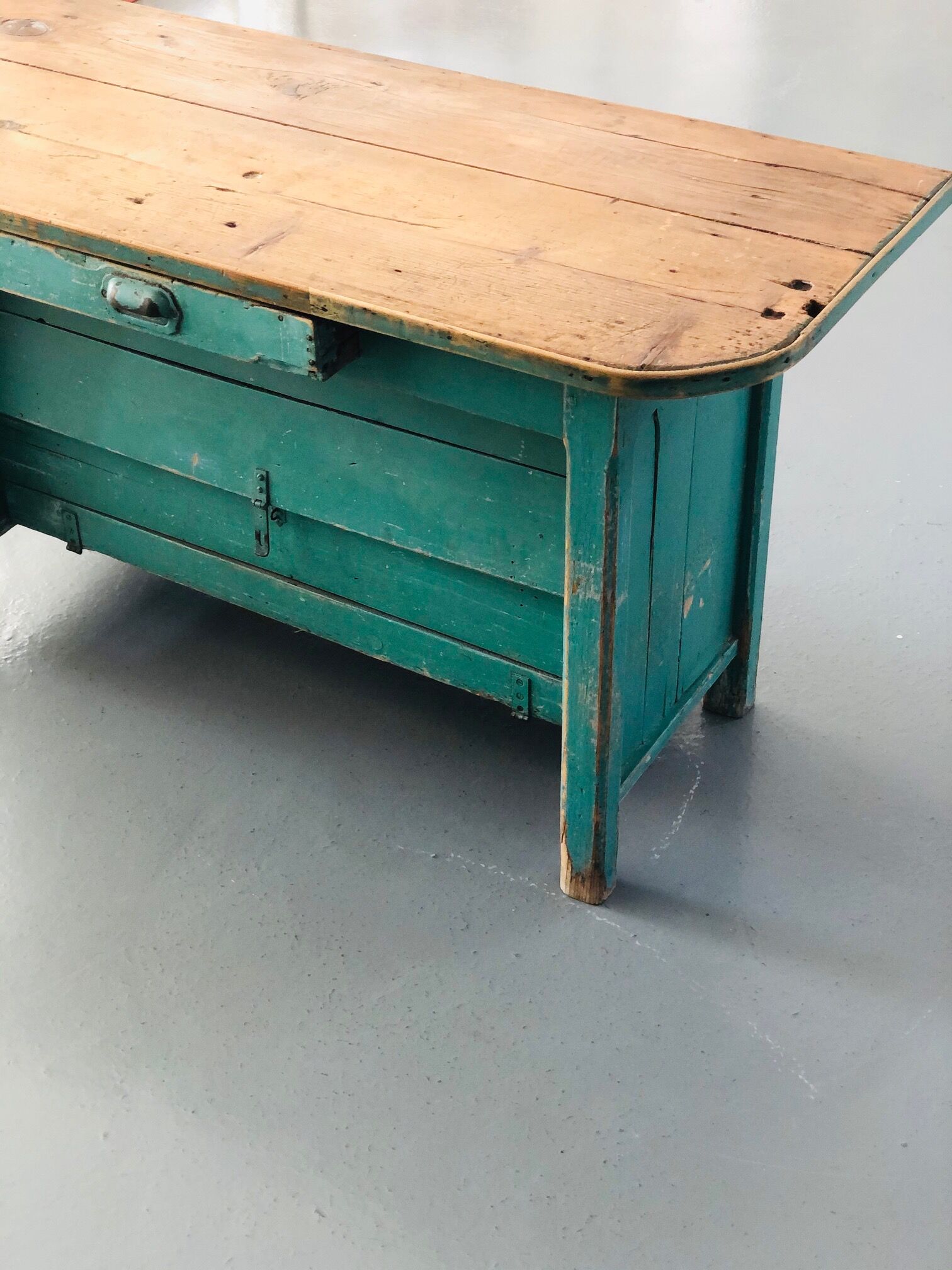 Furniture by trade / console in patinated green wood