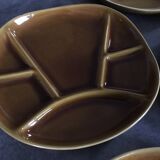 Set of 4 Fondue Plates in Longchamp Earthenware, Mustard Colour