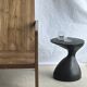 Solid wood (monoxyl) side table, organic shape, black color