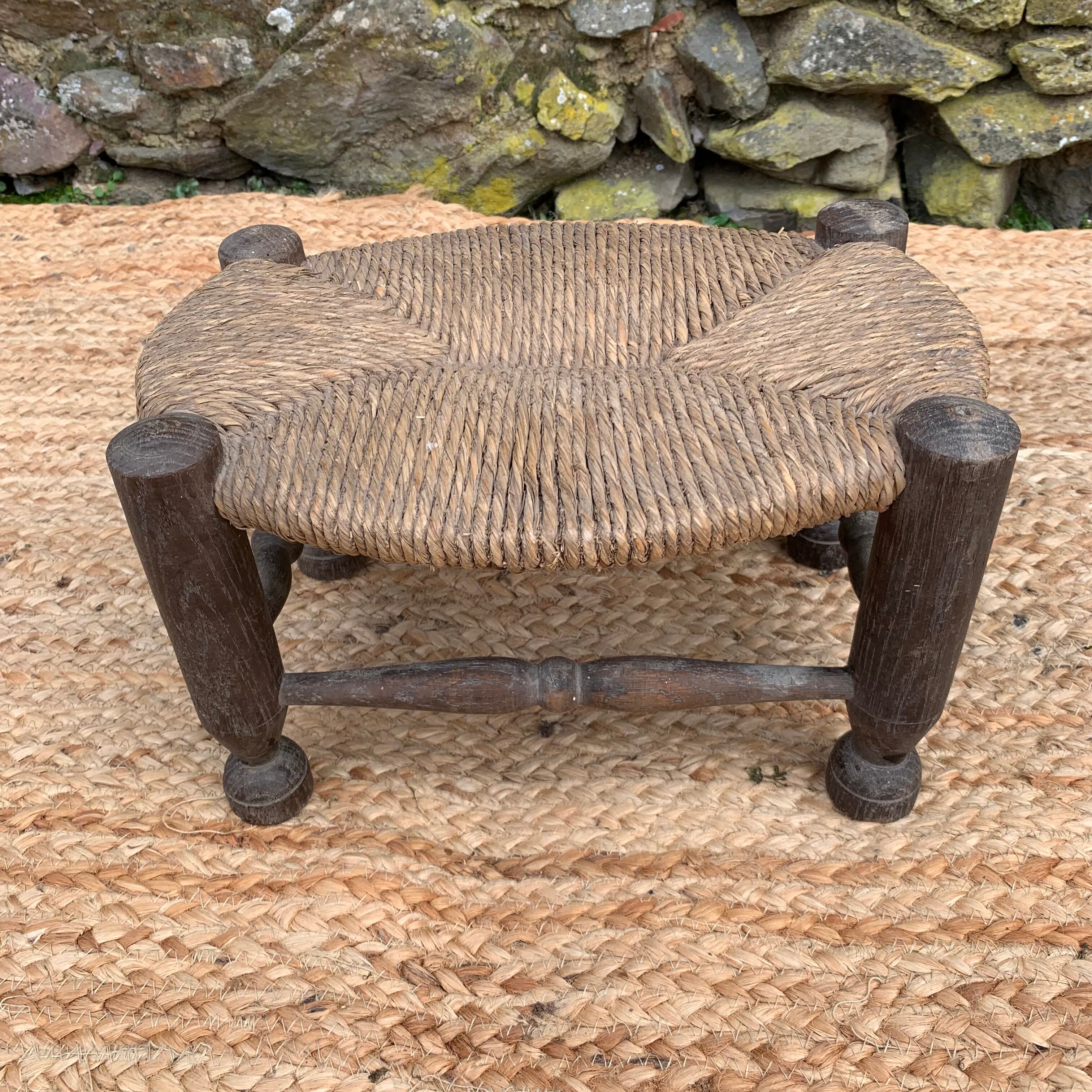 Wooden and straw stool