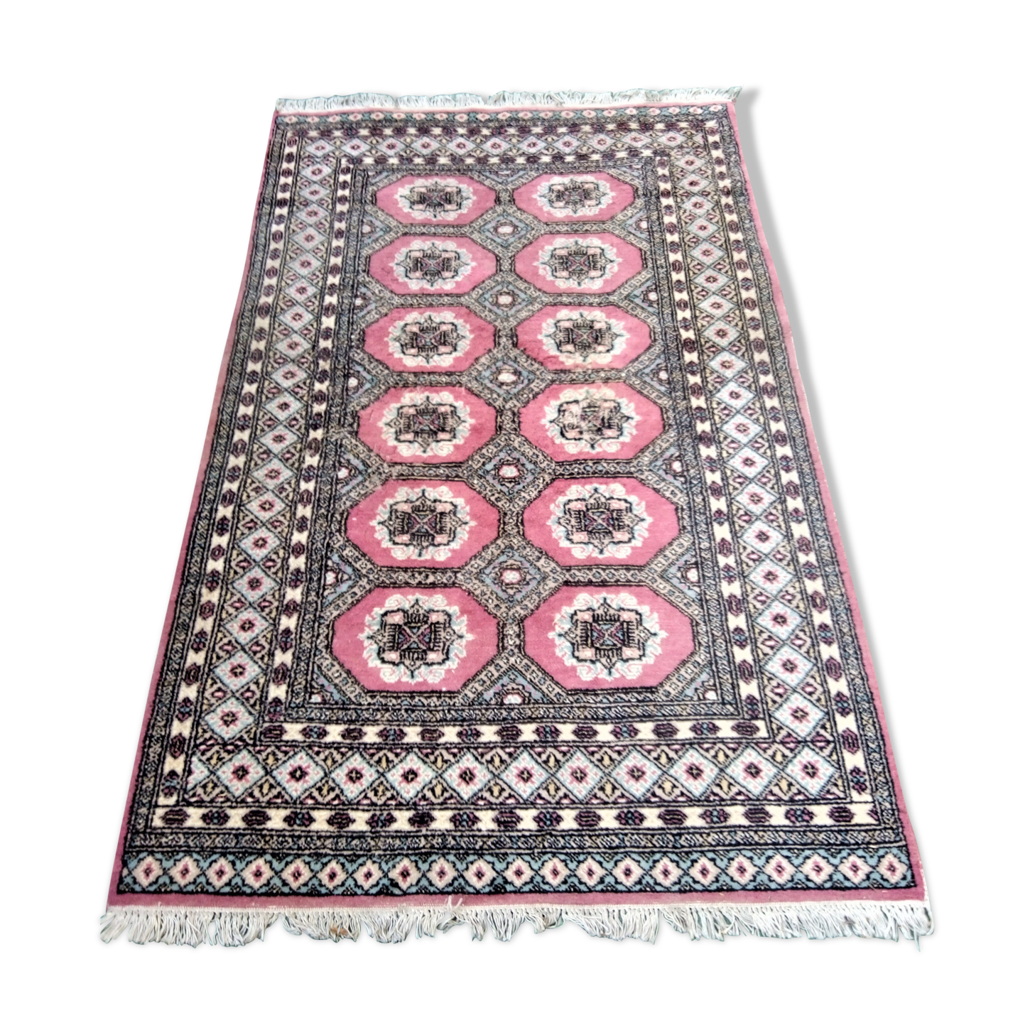 Old handmade oriental carpet 198 x 126