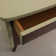 Pair of vintage bedside tables completely restyled in pale green on solid beech compass legs
