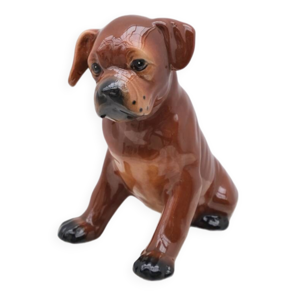 Chien En Céramique Saint-Clément – Figurine Vintage Marron