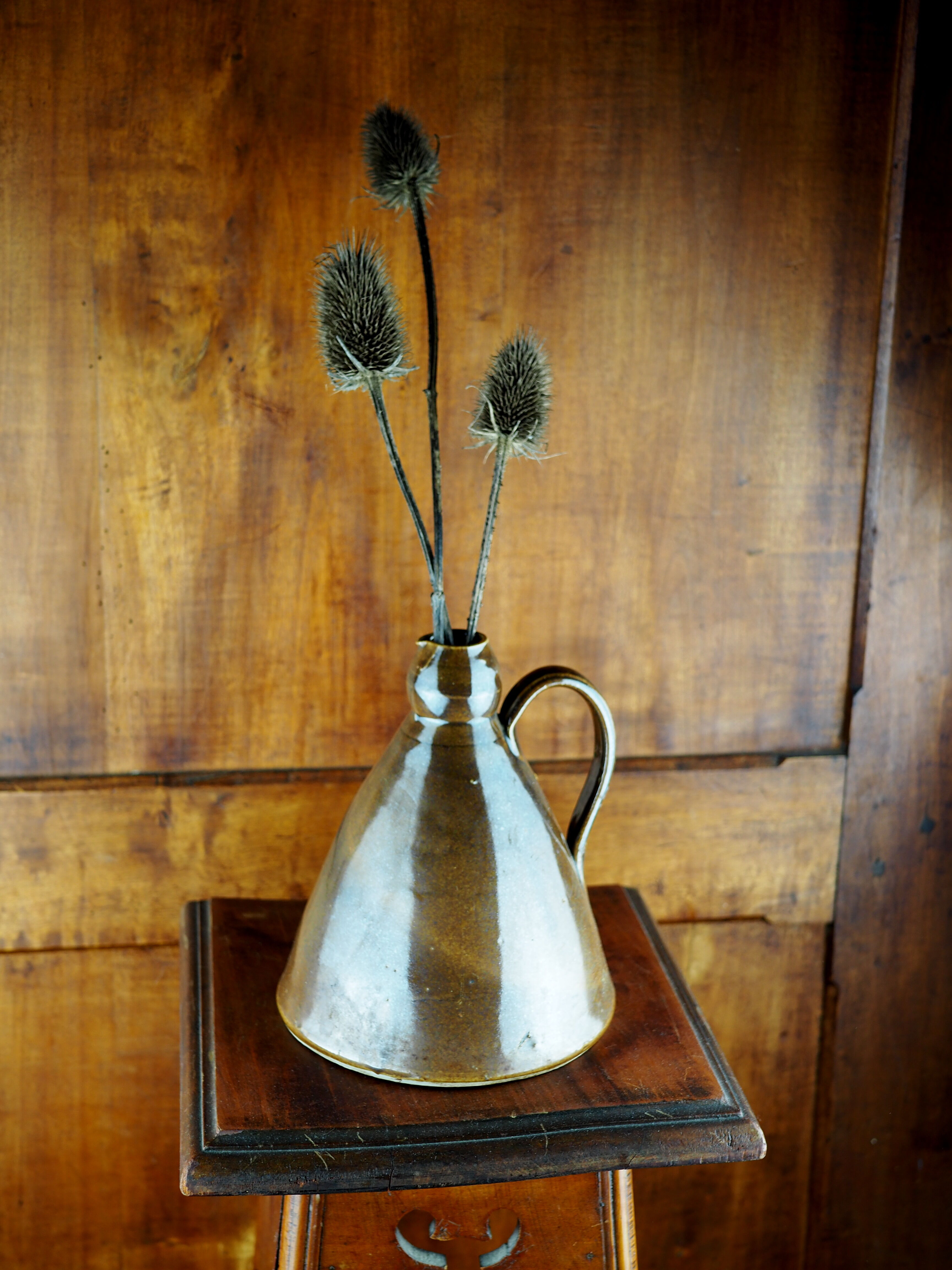 Conical pitcher with brown glaze - folk art - early twentieth century