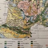 Old geological and physical map of France from 1897