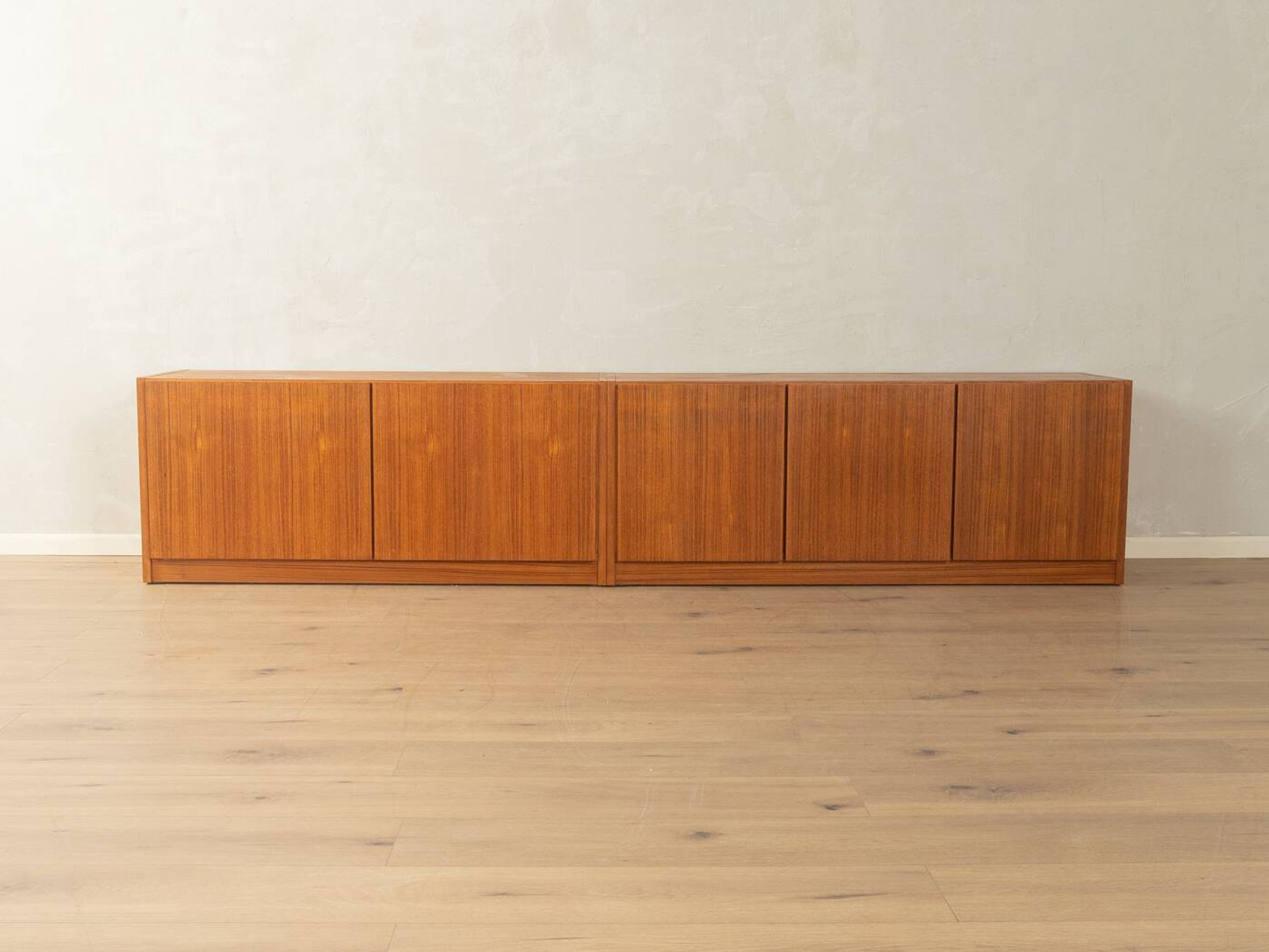 Two-piece hi-fi sideboard from the 1960s, teak veneer