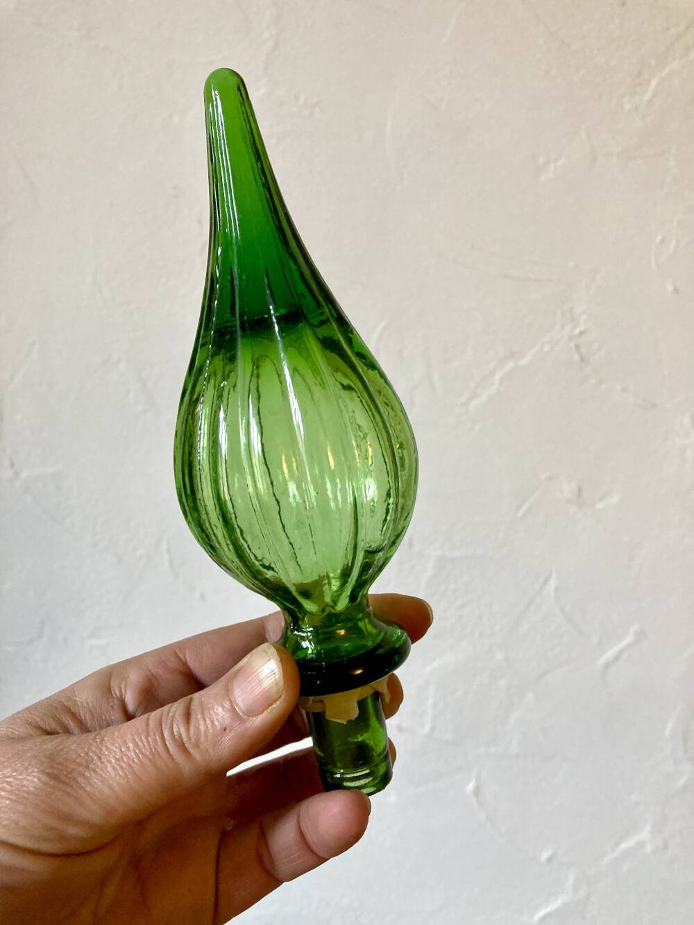 Large green glass bottle / carafe from Empoli, 1960s
