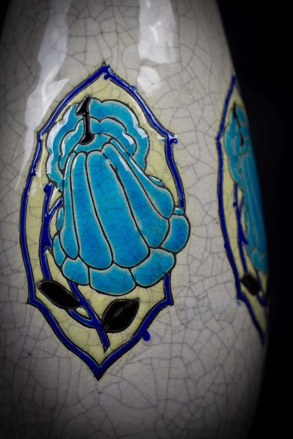 Art Deco vase in crackled earthenware, M. Dufrêne, Boch Keramis La Maîtrise