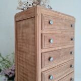 Semainier commode pieds compas bois brut