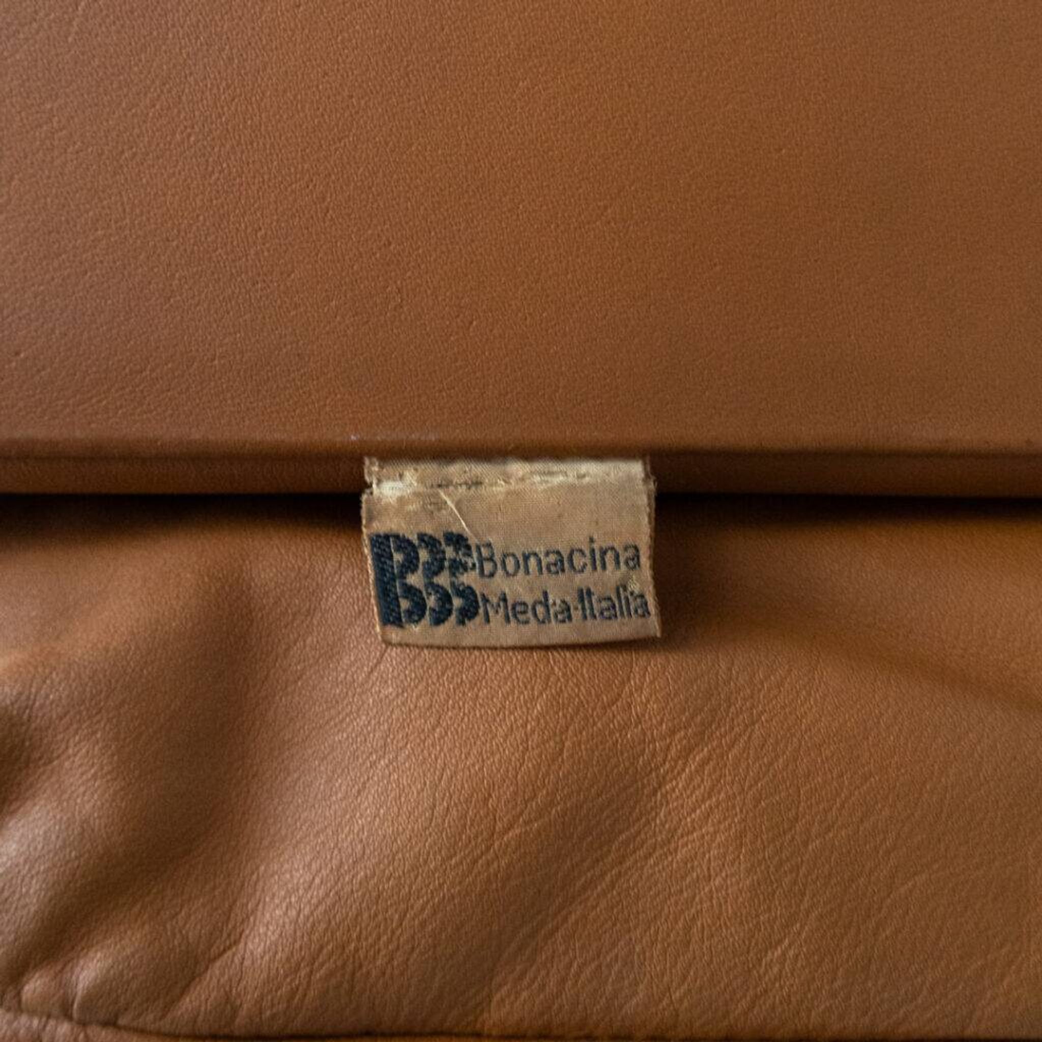 Italian Cognac Leather BBB Bonacina Armchair 1970s
