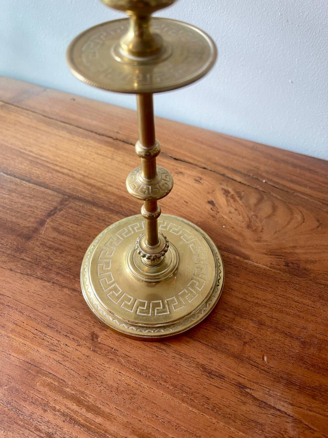 Engraved brass candle holder