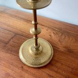 Engraved brass candle holder