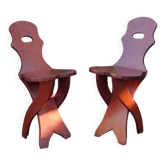 Pair of vintage 50's brutalist chairs with stamps.