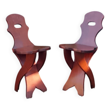 Pair of vintage 50's brutalist chairs with stamps.