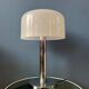 Space Age table lamp in chrome with white plexiglass mushroom shade.