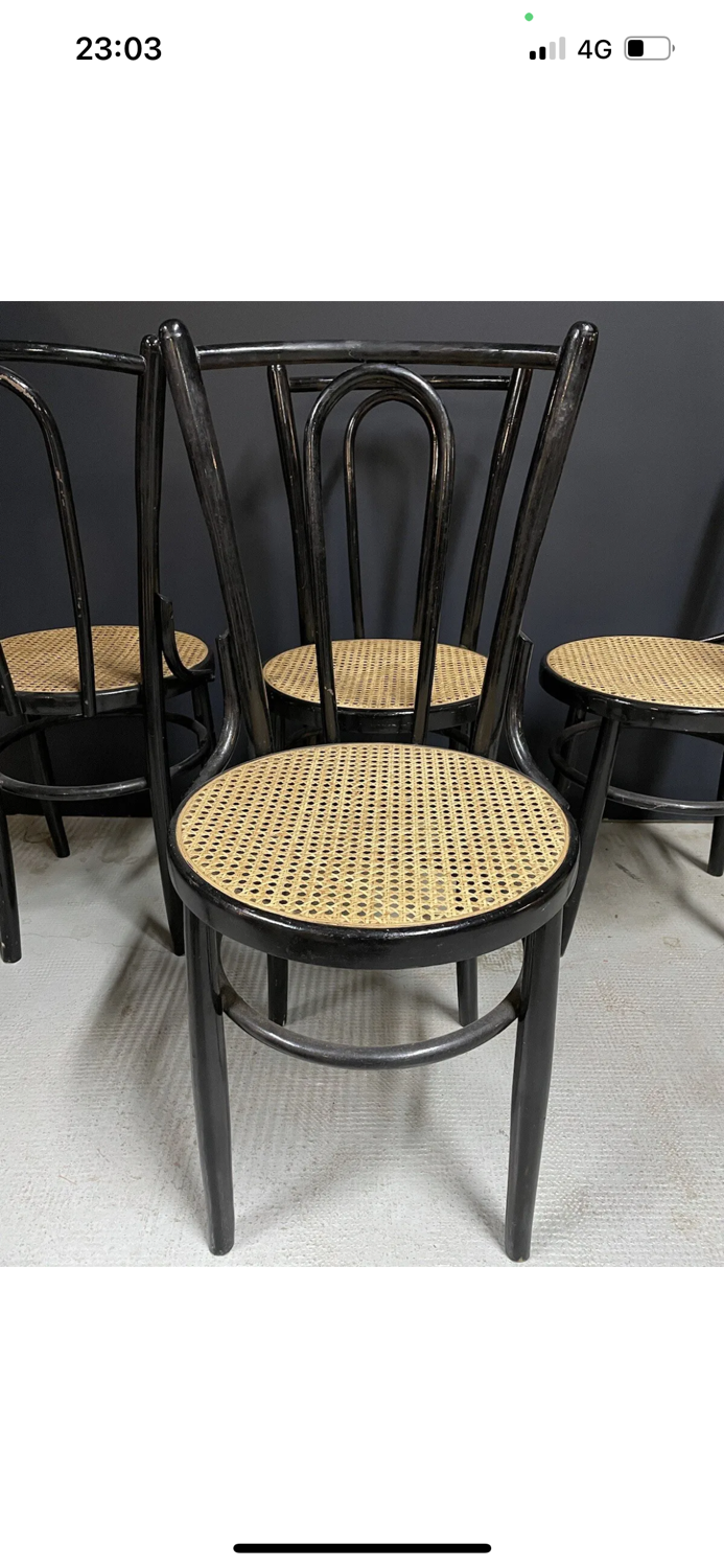 Série de 4 chaises bois courbé