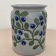 Vintage stoneware pot from Betschdorf signed TA Gilbert with olive decoration.