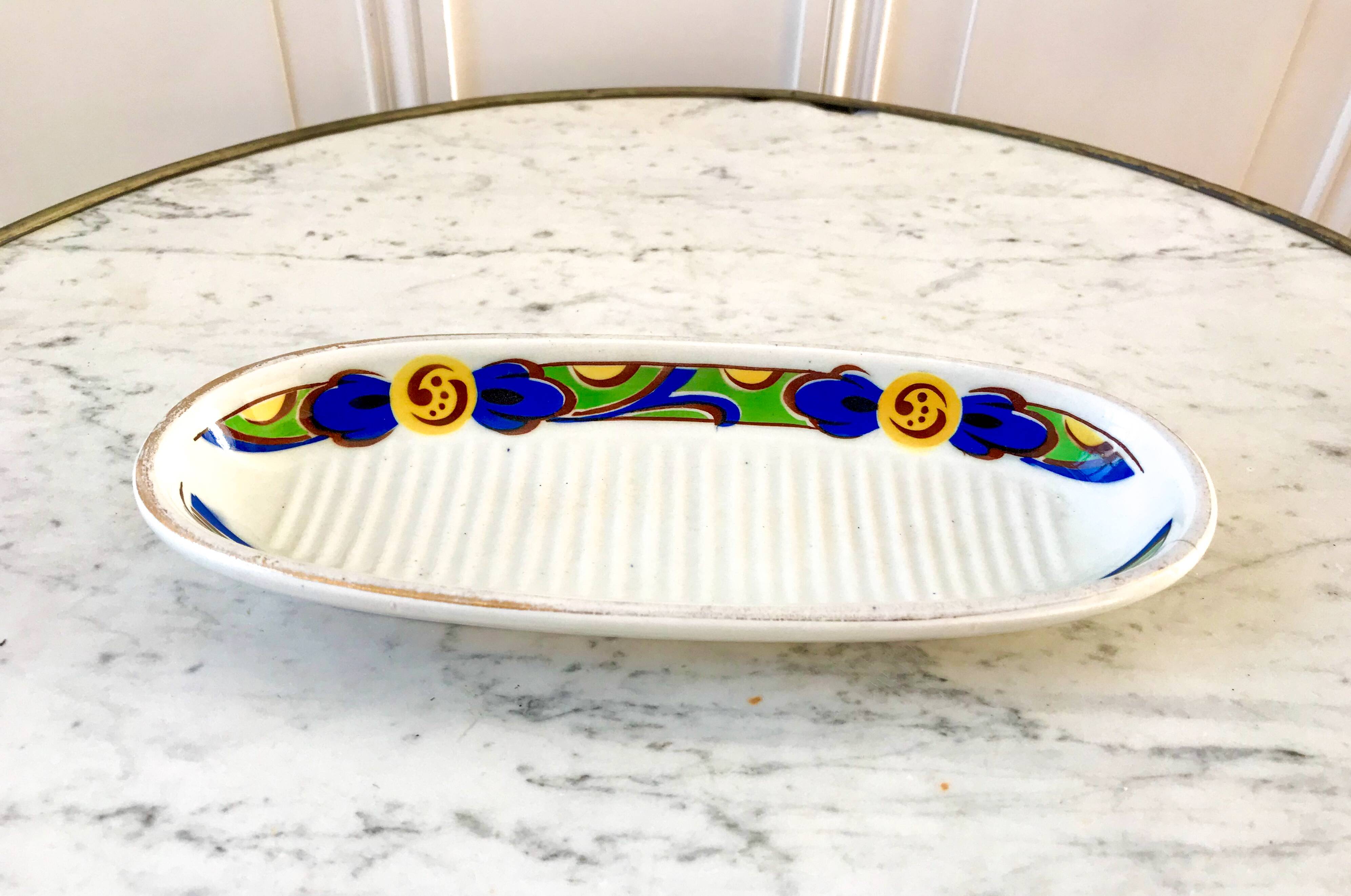 St Amand flowery art deco soap dish 30s-40s