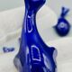 Set of 6 vintage blue porcelain whale knife rests.