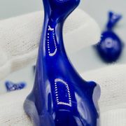 Set of 6 vintage blue porcelain whale knife rests.