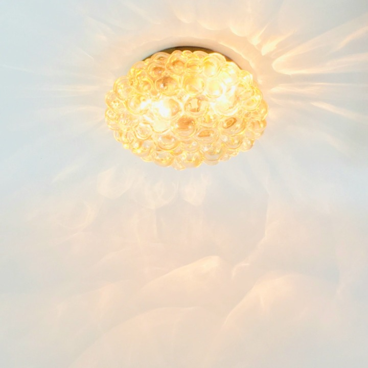 Large Mid-Century Amber Bubble Glass Ceiling Light by Helena Tynell, 1960s