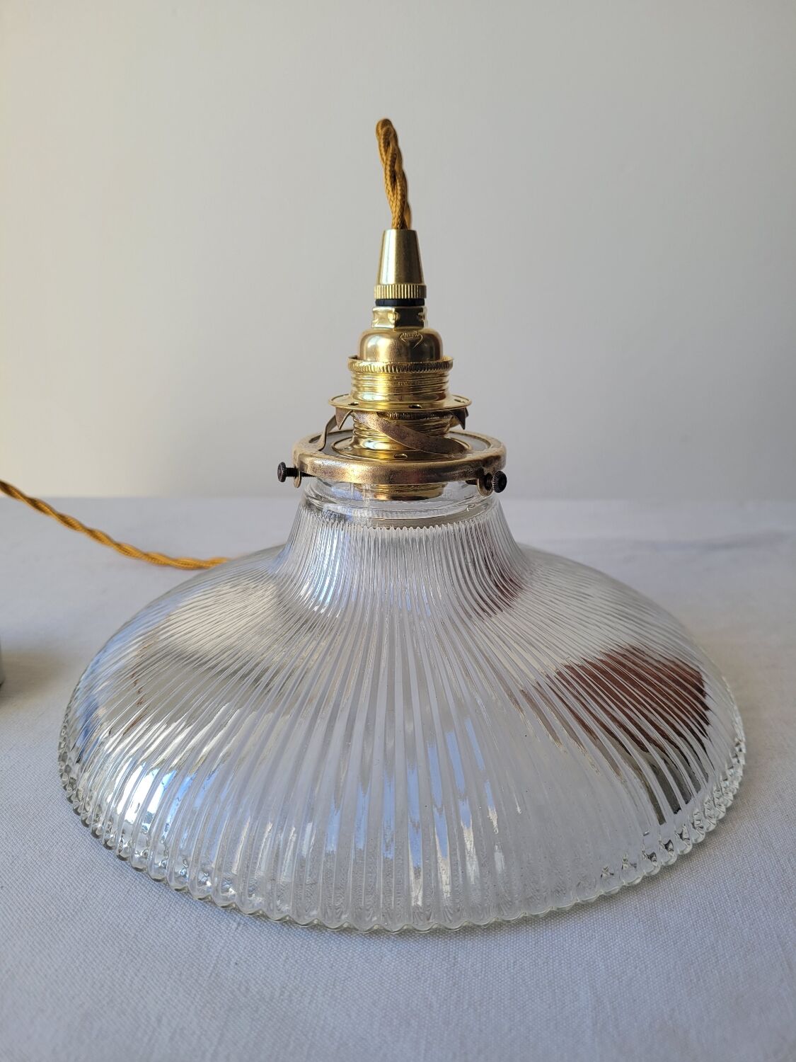Holophane glass pendant lamp