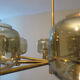 Mid-century 8-arm brass & glass chandelier