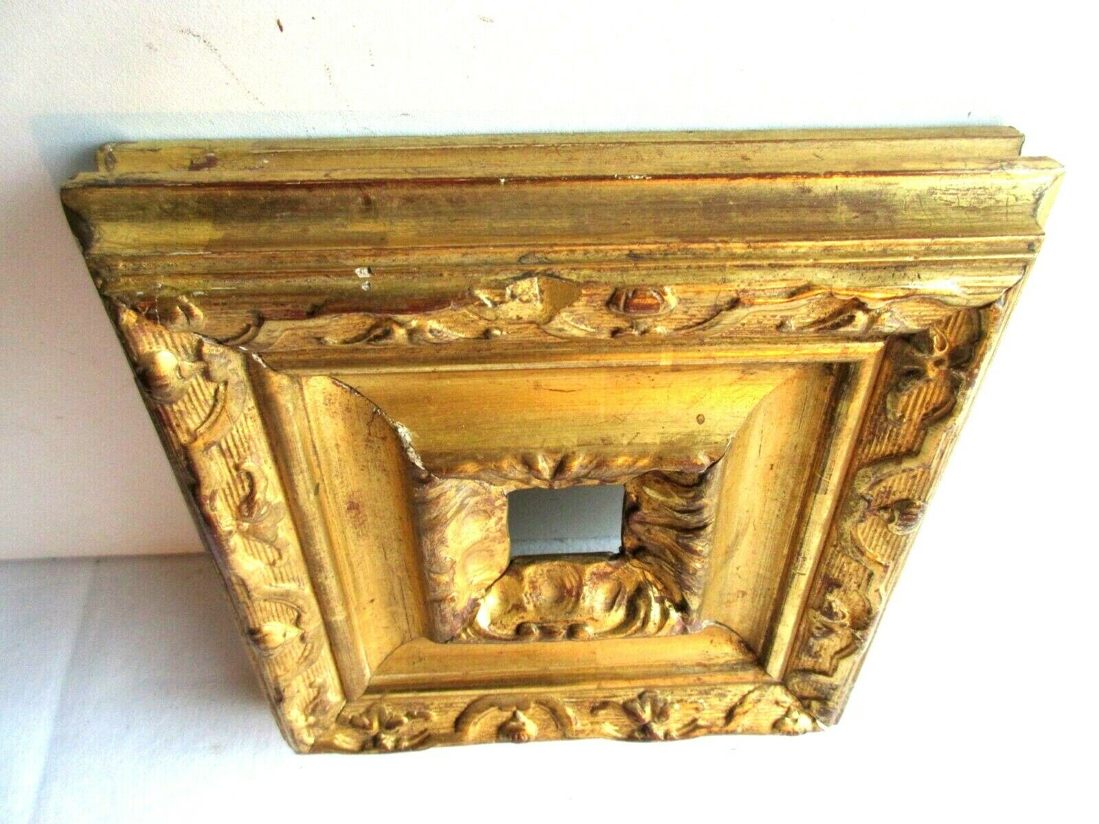 late 19th century square frame, small carved wood frame, gilded with gold leaf
