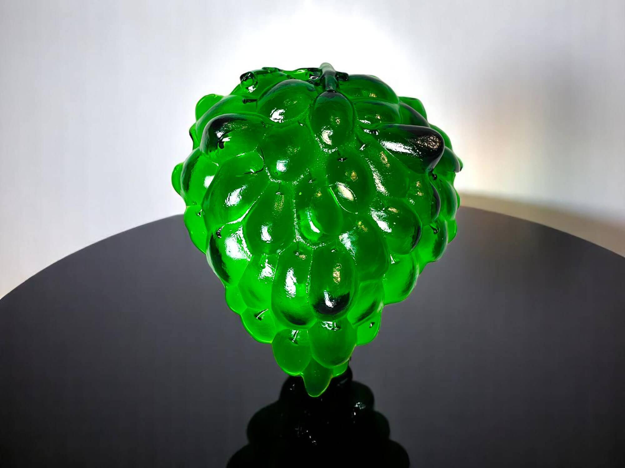 Green depression glass grape shaped vase