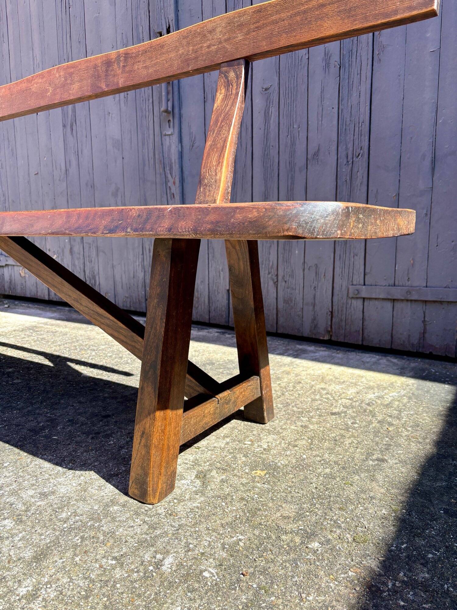 Banc en bois foncé Aranjou années 1980