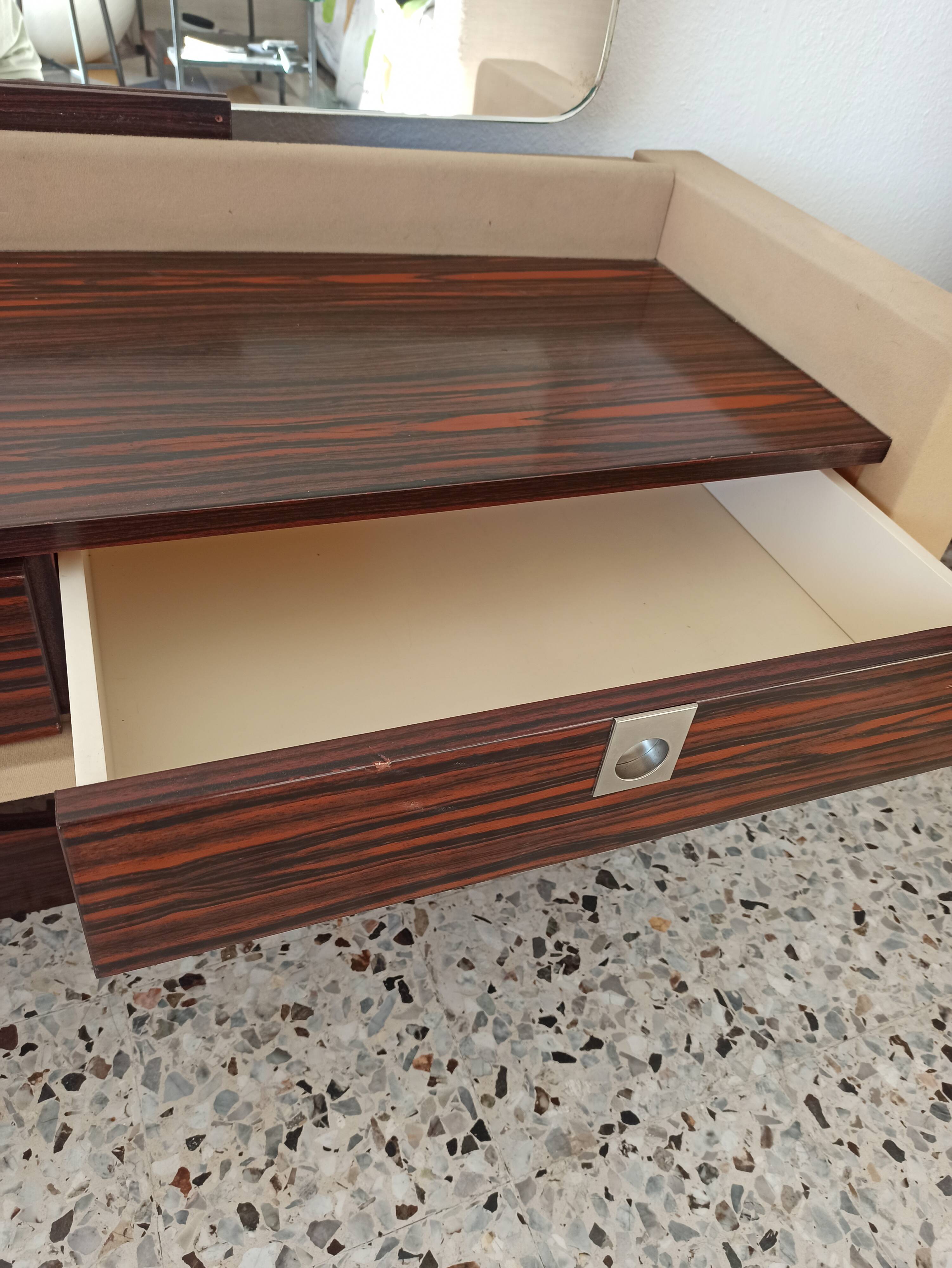 Ebony veneer dressing table with mirror, 1970s