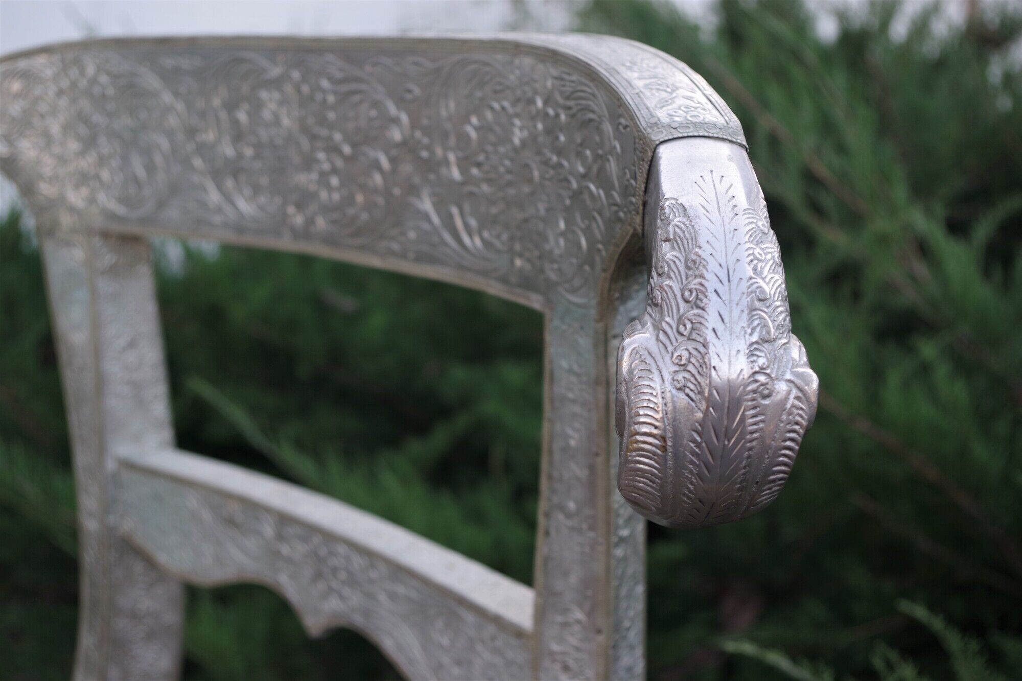 Vintage silver metal chair
