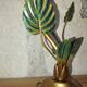 Lampe fleur vintage en laiton et verre