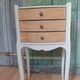 Vintage wooden bedside table with 3 drawers.