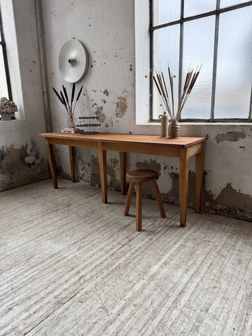 Oak and pine farmhouse console table