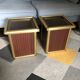 Set of 2 Italian design Hollywood Regency brass and mini bar coffee tables.