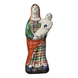 Vierge à l'Enfant faïence de Nevers ou Malicorne fin XVIIIe