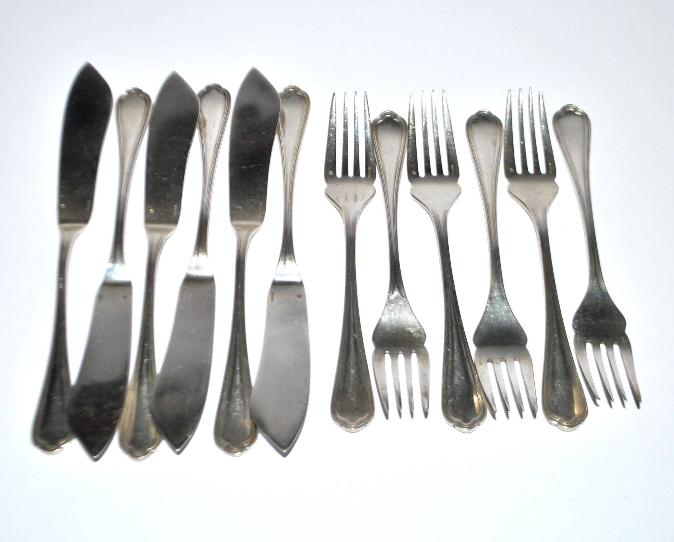 Christofle Spatours 12-piece fish cutlery set: 6 forks + 6 fillet knives