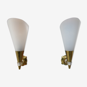 Pair of cone wall lamps 1950