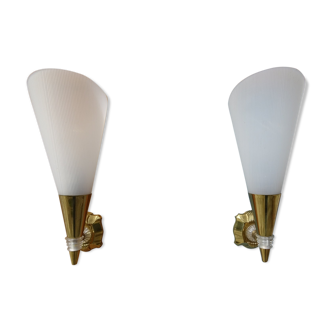 Pair of cone wall lamps 1950