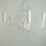 Chandelier with five branches glass and tassels /Bohemian Style Chandelier/vintage