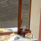 Ancien miroir triptyque en chêne