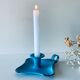 Old sky blue enamelled candle holder