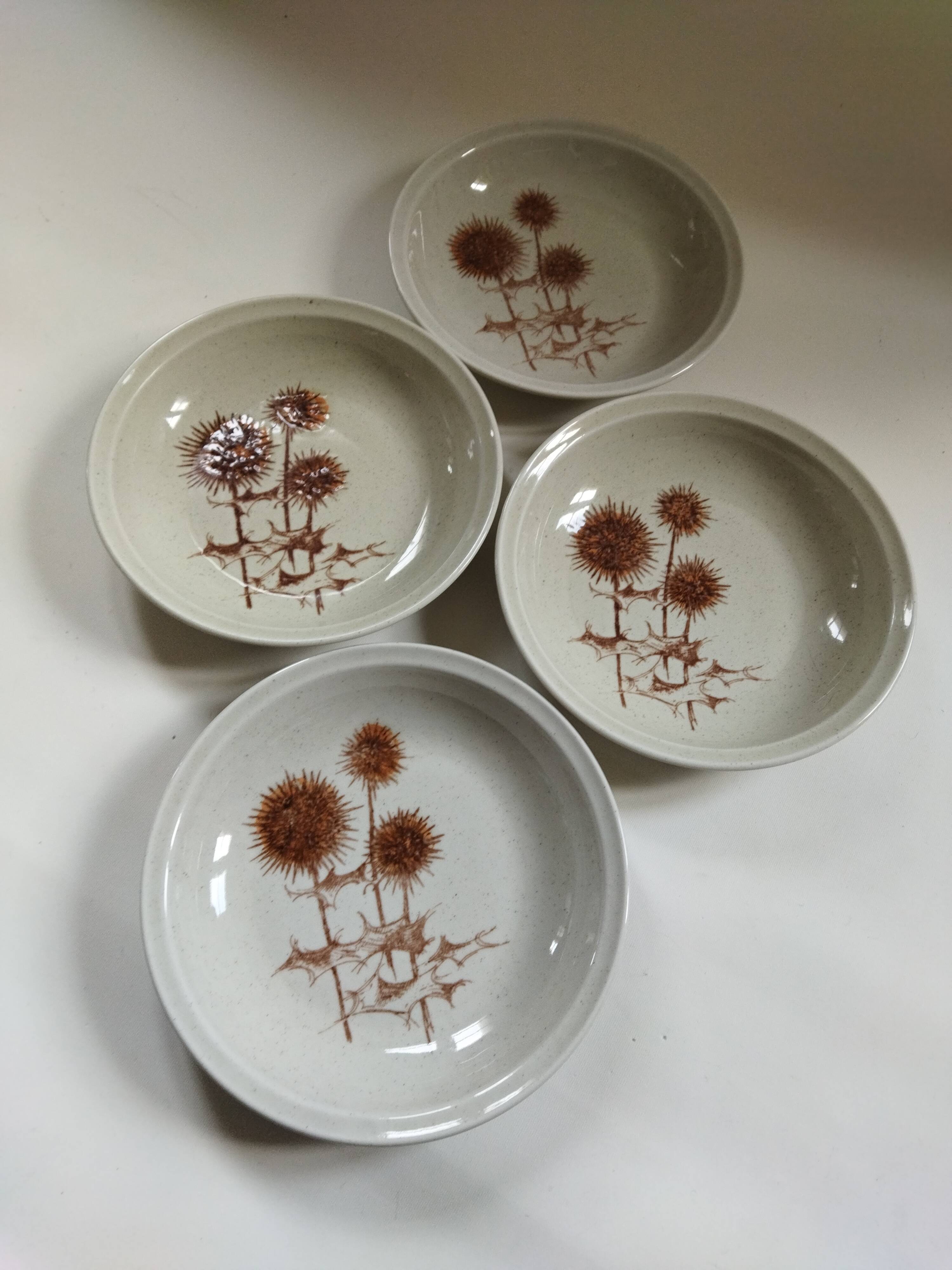 4 assiettes creuses Sarreguemines "Chardons"
