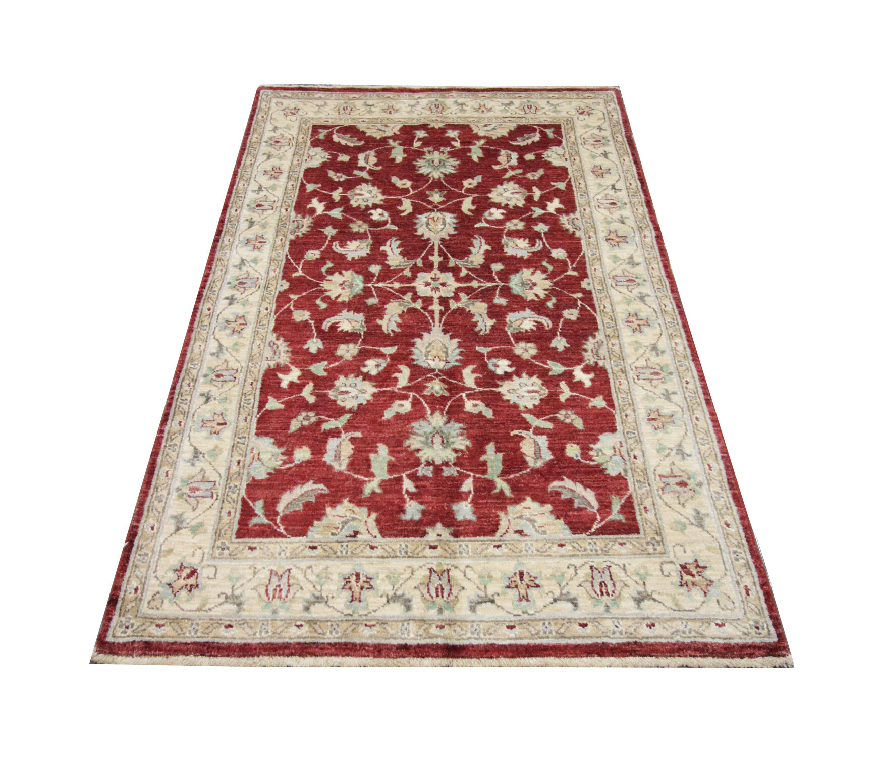 Handmade traditional red ziegler rug floral wool area rug- 124x187cm
