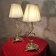 pair of chiselled bronze lamps, bedside, bedroom, new lampshade 38x15, electric ok